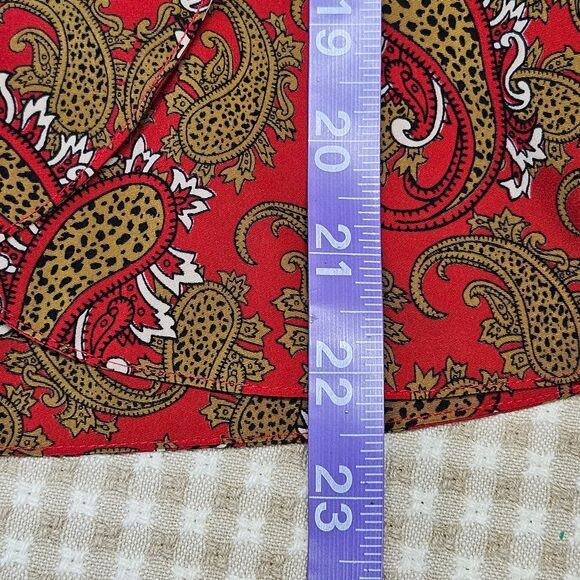 Vintage Josephine Paisley Wrap Front Fitted Waist Professional CareerWear Blouse - Picture 15 of 16